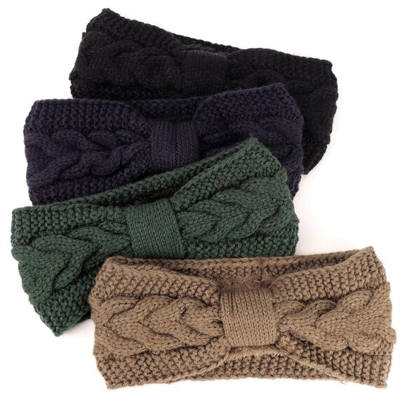 Accessories - 4 Pack Twisted Knit Headbands Thick Cable Crochet Turban Ear Warmer Knotted Head